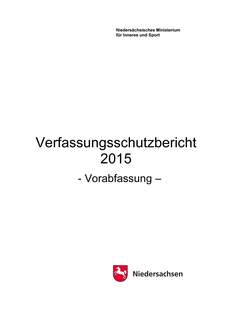 Titelseite der Vorabfassung des Verfassungsschutzberichtes 2015